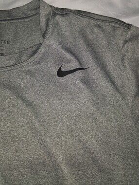 Nike Boys S Gray Crew Neck Short Sleeve Tee with Black Swoosh